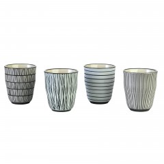 CERAMIC CUPS BLACK WHITE MIX SET OF 4 